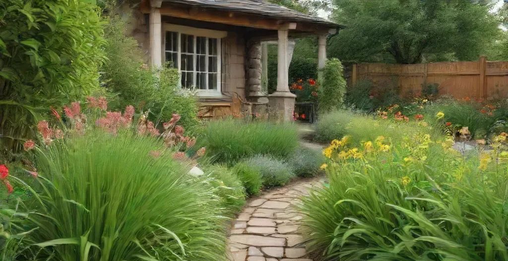 cottage with lemon grass side walk - lemon grass landscaping
