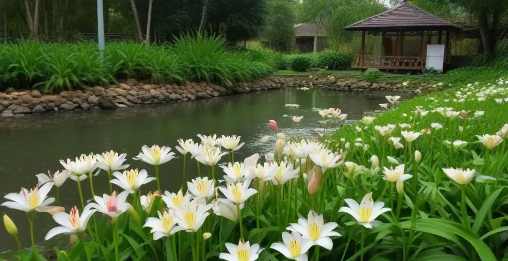 lillies around a pond - types of lillies plant