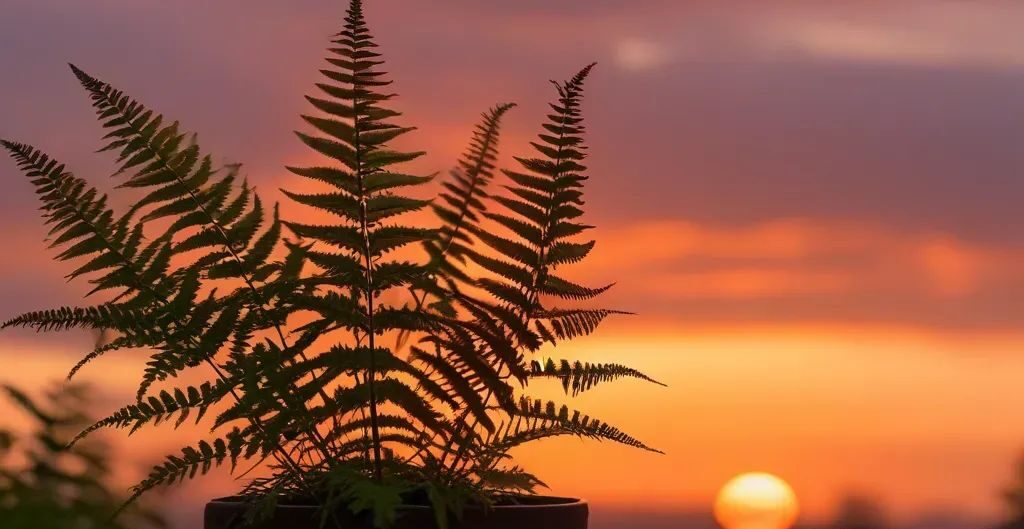 aumtumn fern plant in sunset - types of indoor ferns