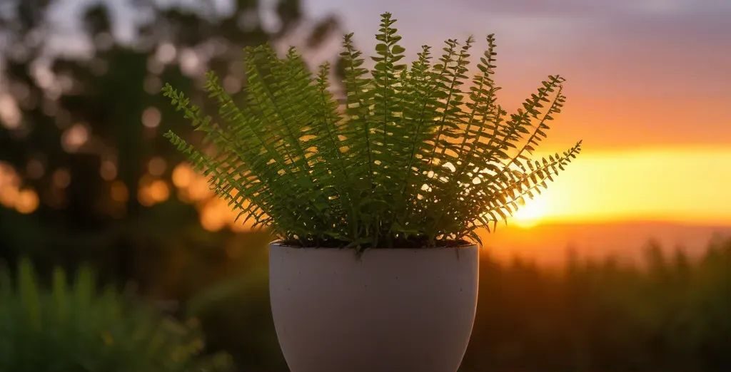 button fern plant in sunset - types of indoor ferns