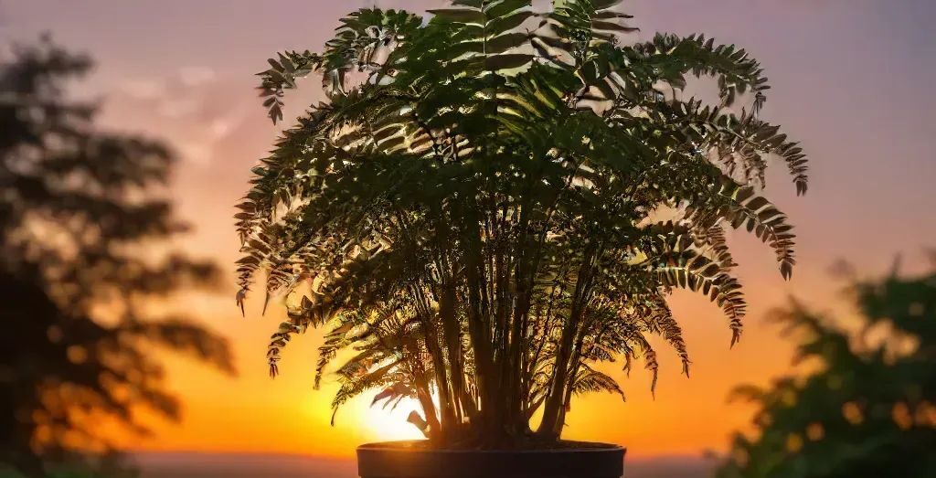 japanese climbing fern plant in sunset - types of indoor ferns