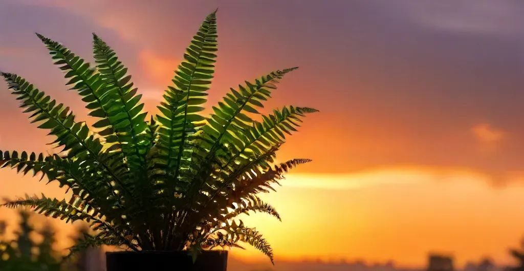 kimberly queen fern plant in sunset - types of indoor ferns