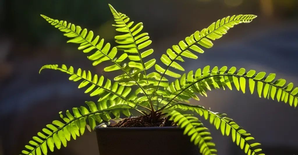 leatherleaf fern plant in sunset - types of indoor ferns