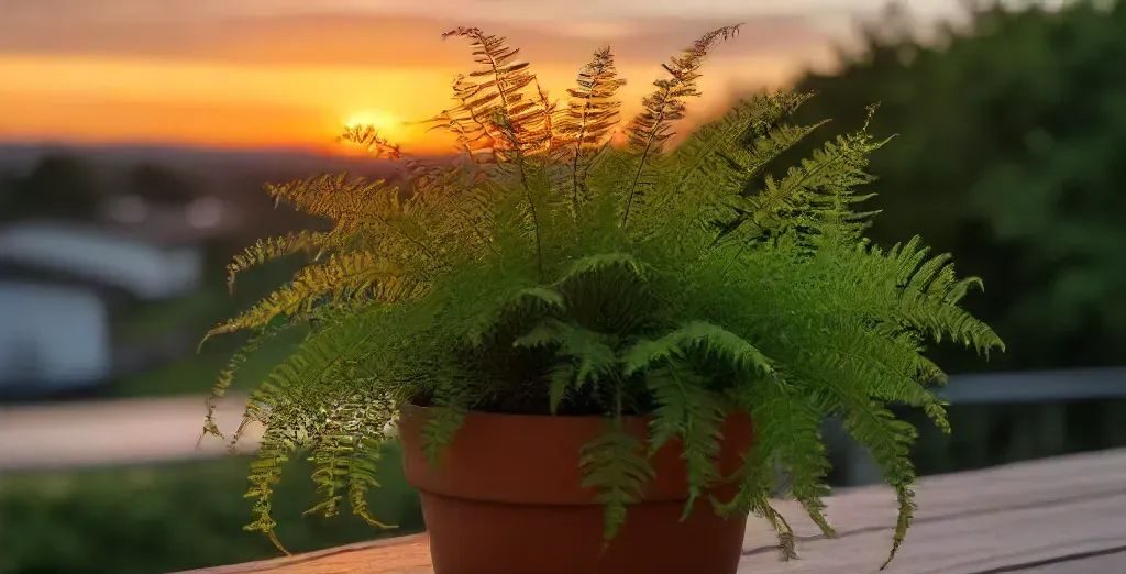 rabbits foot fern in sunset - types of indoor ferns
