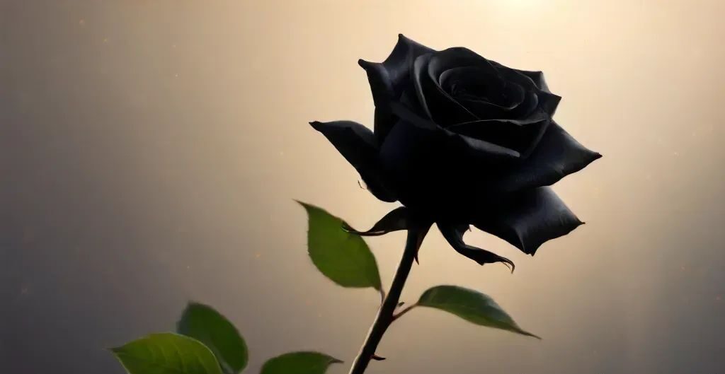 a black rose with long stick - rosses meanings