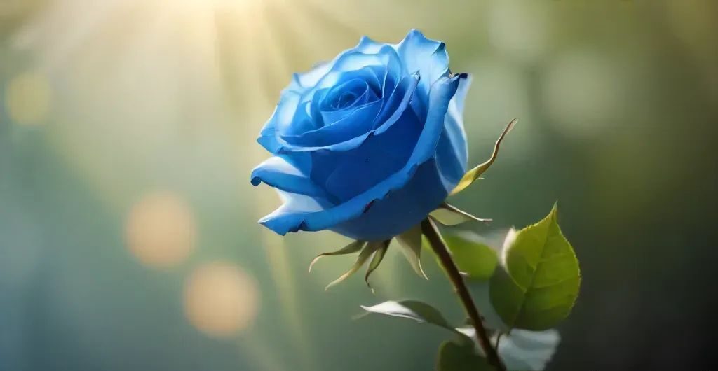 a blue rose with long stick - rosses meanings