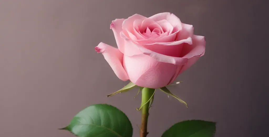 a pink rose with long stick - rosses meanings