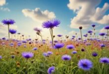 Bachelor Button Flower in Garden