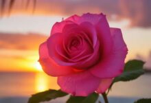 a pink bayahibe rose in sunset - dominican republic national flower
